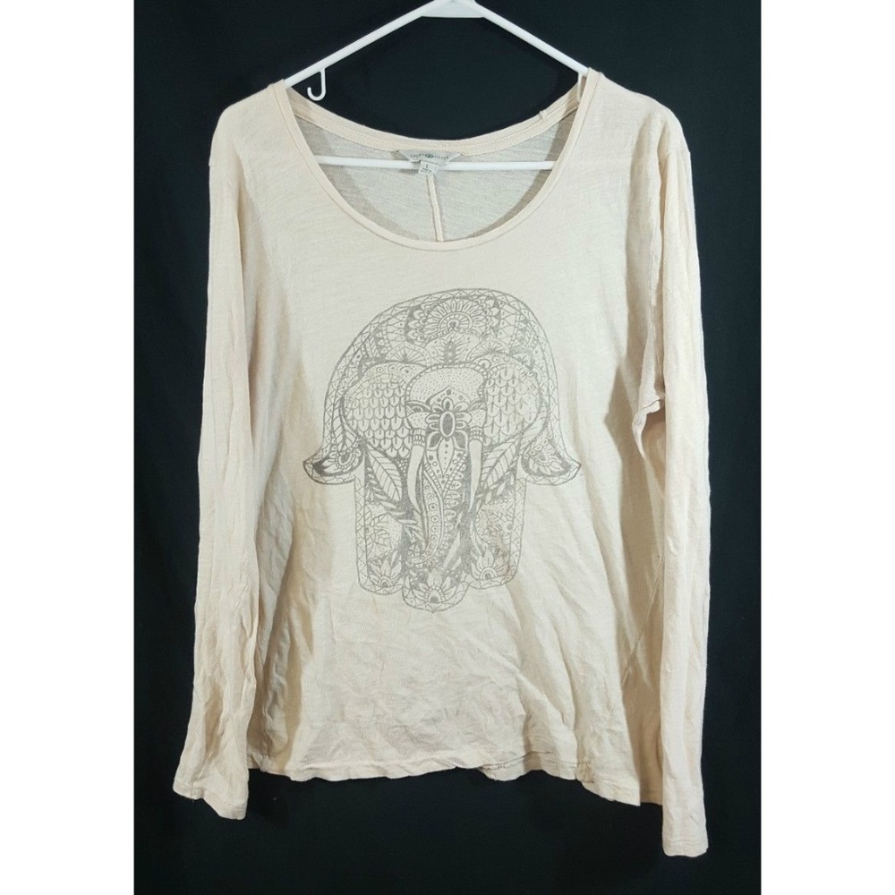 Lucky Lotus Womens Long Sleeve Design Shirt Sz L